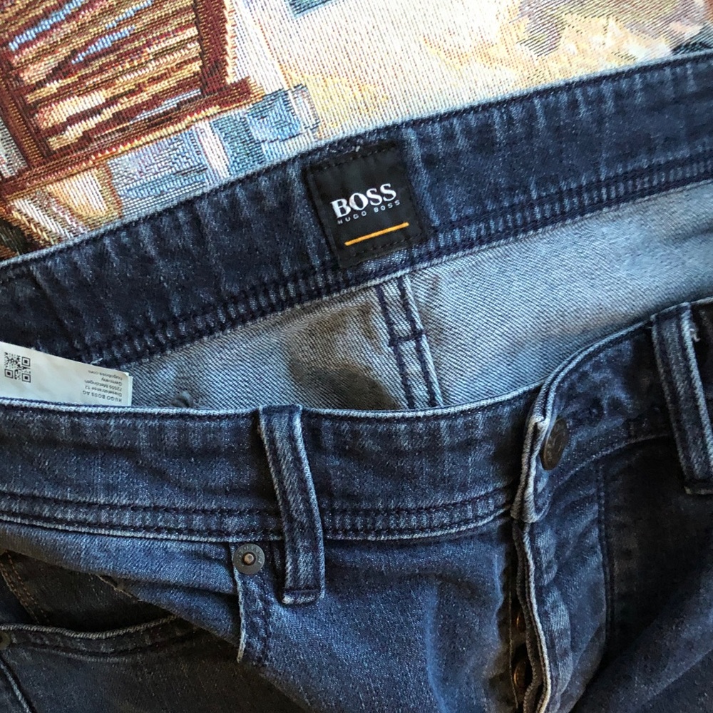 BOSS Slim Fit Men's Jeans in Dark Blue Denim